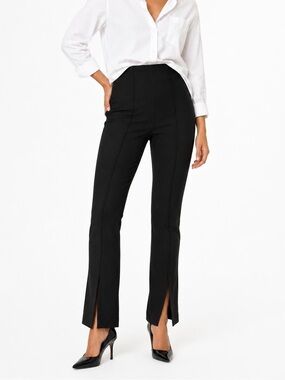 Zara Black Skinny Ponte Pant w/Front Slit Detail 317 work trendy chic travel